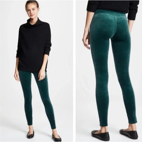 SPANX Pants - Spanx Malachite Green Velvet Leggings XL Holiday Party Christmas Emerald Shaping